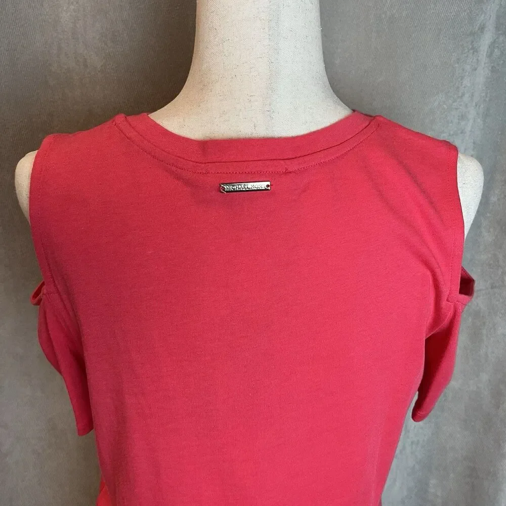 Michael Kors Cold Shoulder Top Coquette Deep Pink Med NWT Cyber Y2K Indie